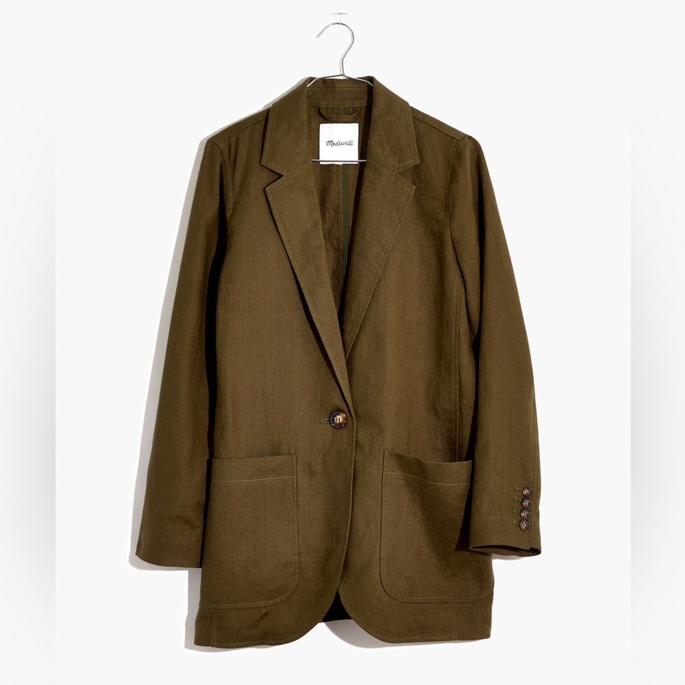 Madewell Linen Larsen Blazer - Kale (S)